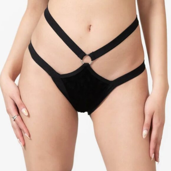 Killstar Sexy Wicked Game Black Velvet Panty XL NWT - Picture 2 of 3